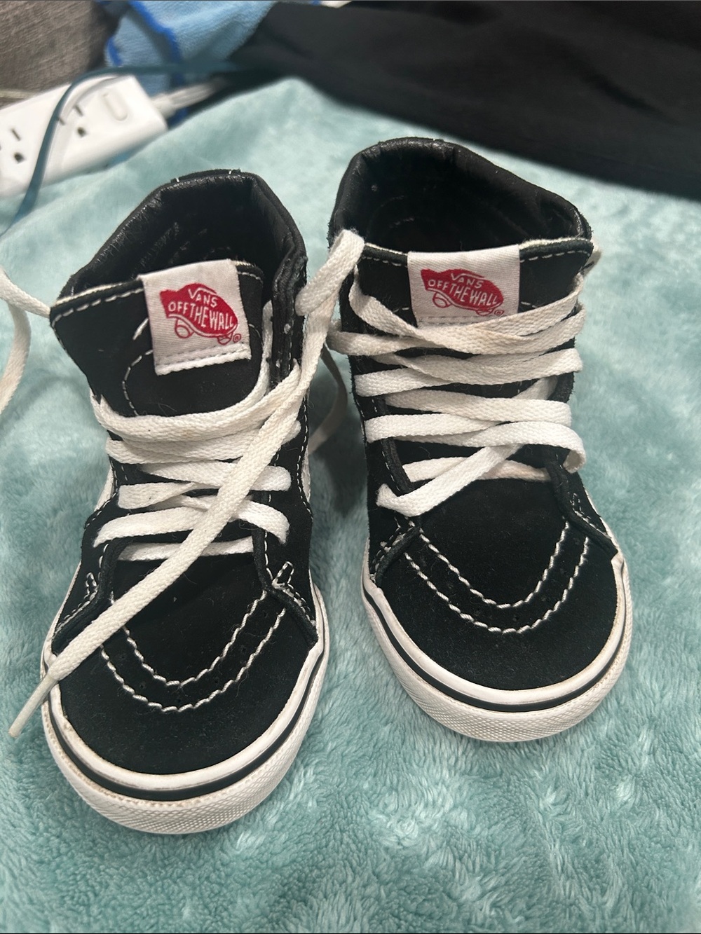 Vans Kids Black and White High-Top Sneakers